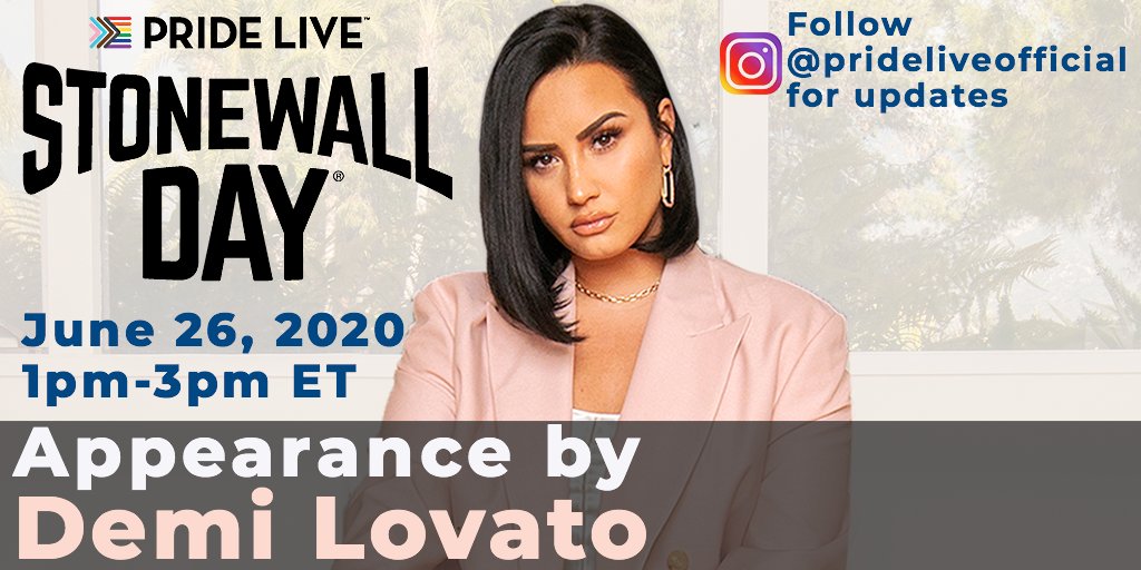 Pride Live (@realpridelive) on Twitter photo Pride Live is delighted to welcome <a href="/ddlovato/">Demi Lovato</a> to our global livestream event on Friday, June 26! Demi is a multi-award winning and platinum record selling American singer, songwriter, actress, television judge, and superstar pop music diva. Pride Live is delighted to welcome <a href="/ddlovato/">Demi Lovato</a> to our global livestream event on Friday, June 26! Demi is a multi-award winning and platinum record selling American singer, songwriter, actress, television judge, and superstar pop music diva.