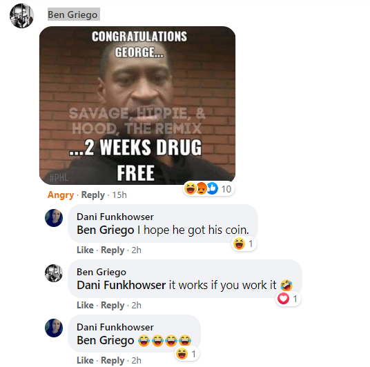 MojoMari's tweet photo. @sdACLU #BenGriego is employed as a Medical Coder with @UCSDHealth if he's this gleeful about mocking the death of a Victim of Police Brutality, what stops him from tampering with POC Medical Records?? https://t.co/ARbknoOzeI