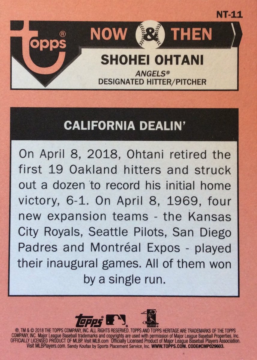 Day 94. Ohtani Now & Then California Dealin’ card.