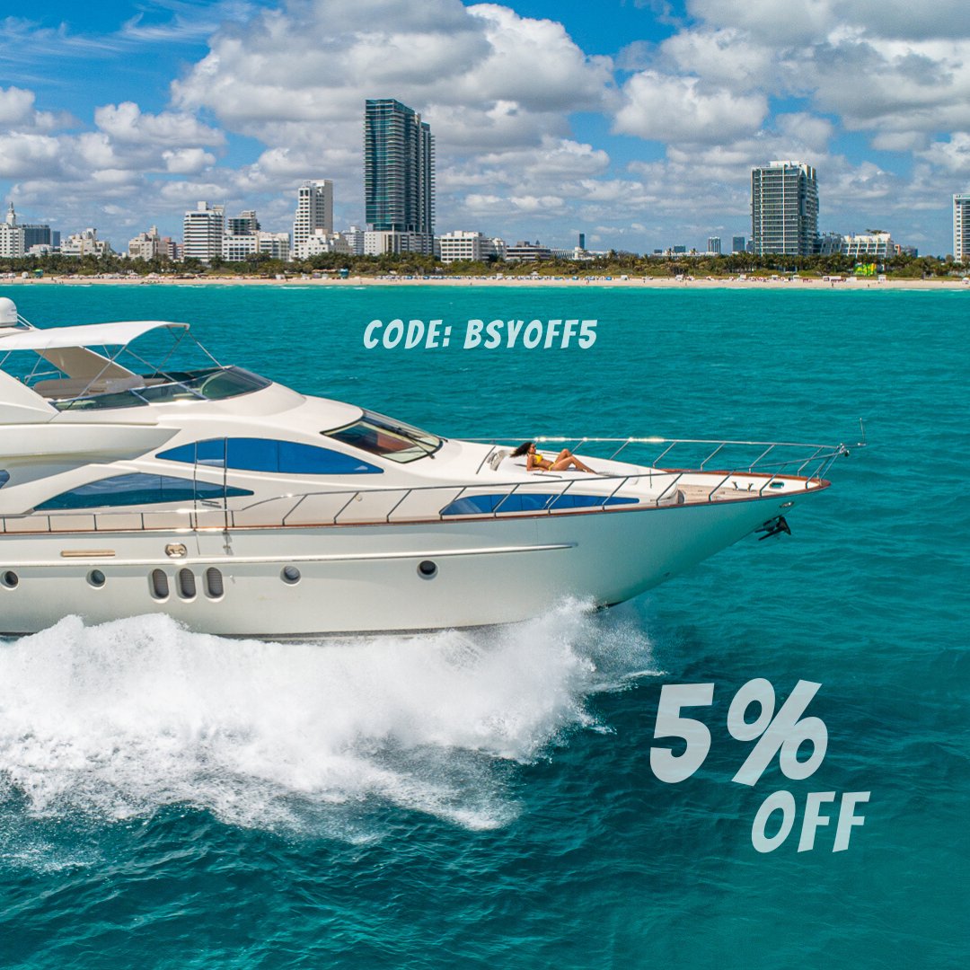 SunseekerBrazil's tweet image. HOLIDAY SALE ALERT #4thjulyweekend

Brazil Superyachts is offering a huge opportunity for you and your guests to experience the best of the Miami coastline. From July 3rd to July 5th you have an exclusive 5% DISCOUNT on your boat charter using code BSY0FF5.