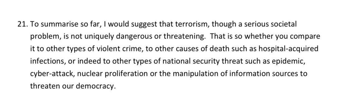 But it’s hard to argue that terrorism is uniquely dangerous or threatening  https://www.daqc.co.uk/2018/10/26/the-fly-in-the-china-shop/. /9