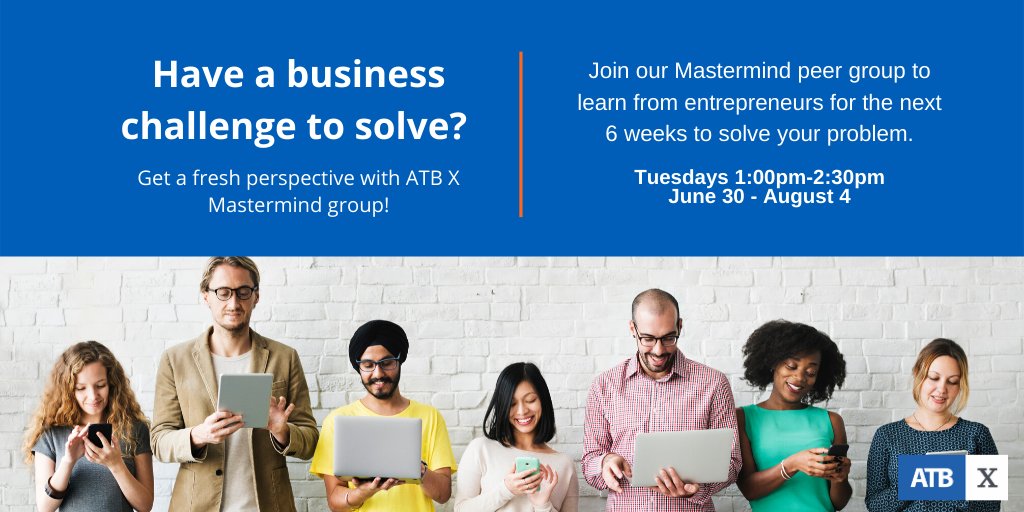 If you've got a #business challenge to solve, sign up for our #ATBX Mastermind. Our facilitators are all #entrepreneurs themselves and are amazing at helping you get to the root of the challenge and find new ways forward. Register: 
hello.atb.com/atbx/peer-to-p…

#Mastermind #teamatb