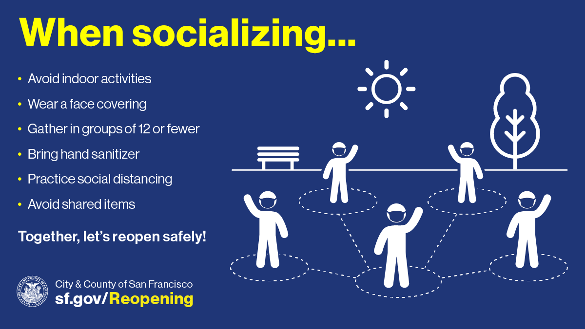 SF_emergency's tweet photo. As SF slowly begins to reopen, here are some helpful tips to help you stay safe, while also supporting your mental and physical well-being. https://t.co/rTYoNHf3Bv #KeepUpTheGoodWorkSF #ProtectOurCommunity https://t.co/hjlrpn5qwI