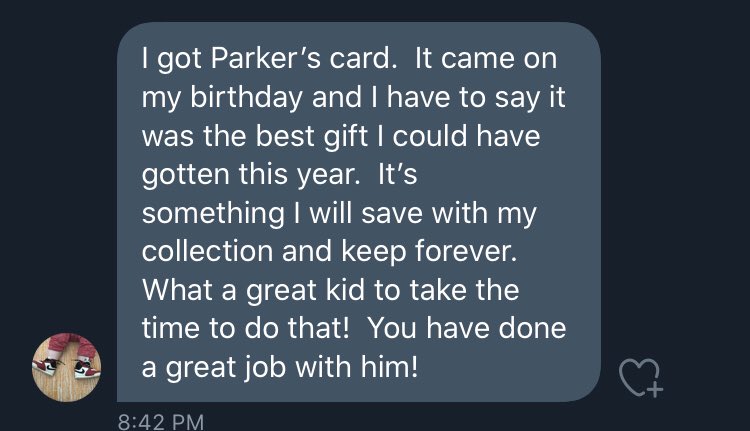 A few more sales later and some amazing people in the hobby, j connected with  @MRJIMMYBRO who hooked Parker up and connected him with some amazing folks.  @kwonnacott  @riemersma_63  @sffan25  @biggs_baseball