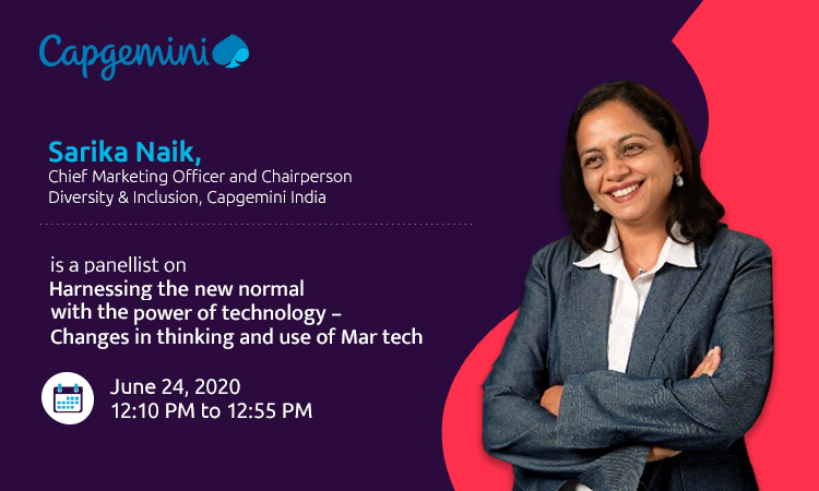 CapgeminiIndia's tweet photo. Join @sarikanaik_, CMO and Chairperson Diversity &amp; Inclusion, Capgemini India, &amp; industry leaders in the CMO Panel discussion as they discuss the current challenges faced by a marketeer &amp; what technologies will benefit the #CMO post #COVID19. Register now:https://t.co/jPAJOzboJw https://t.co/Z0wrBiozTo
