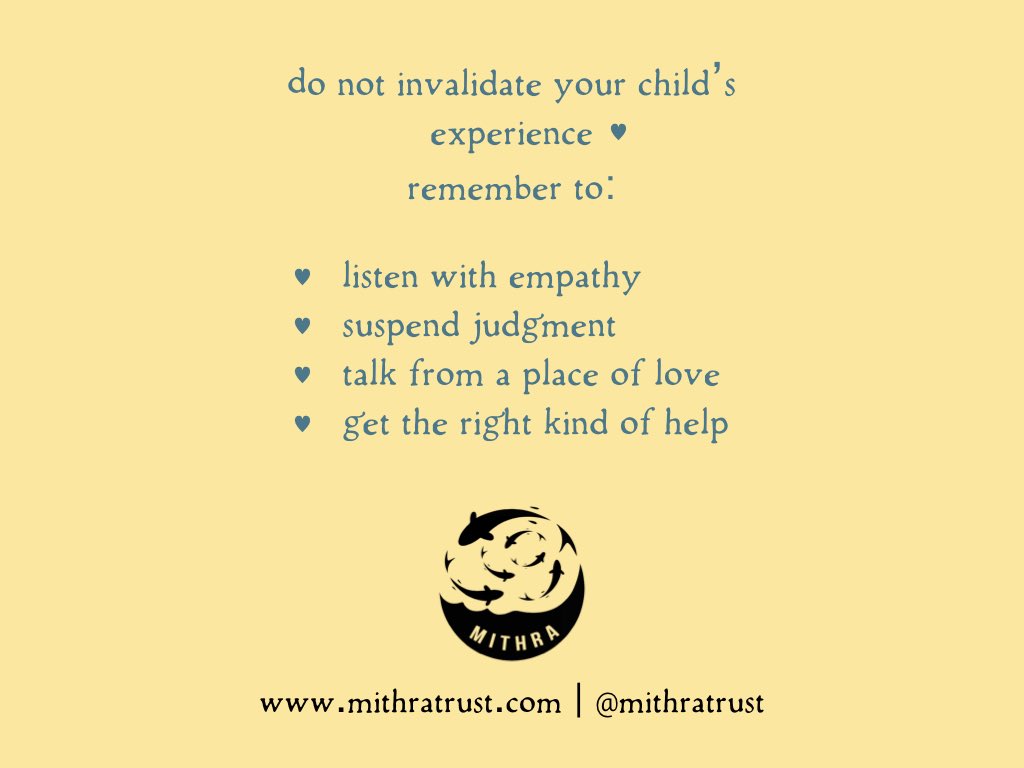 MithraTrust's tweet photo. This guide helps you to be kind and supportive
💛 listen with empathy
💛suspend judgement
💛 talk from a place of love
💛 get the right kind of help
#LGBTQIA #parentingtips #allyship #howtobekind #whattosay #mithratrust https://t.co/NOtG312kdk
