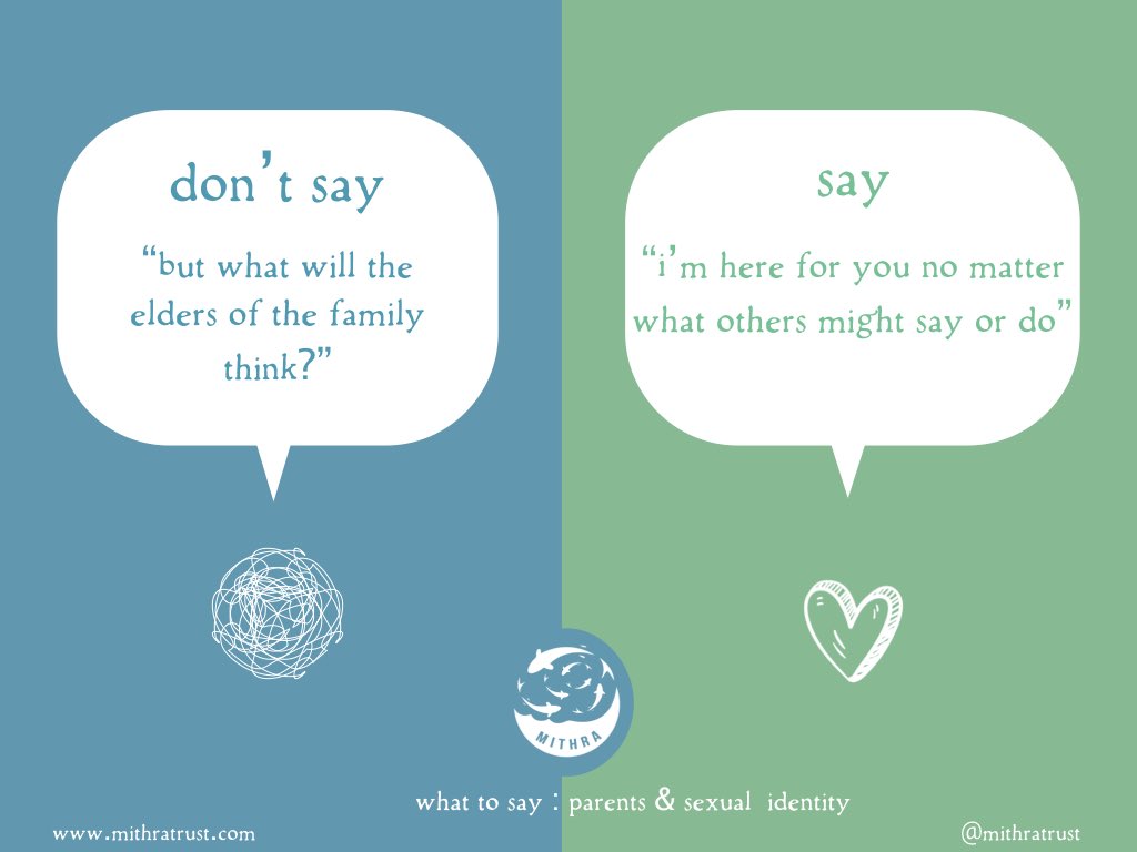 MithraTrust's tweet photo. This guide helps you to be kind and supportive
💛 listen with empathy
💛suspend judgement
💛 talk from a place of love
💛 get the right kind of help
#LGBTQIA #parentingtips #allyship #howtobekind #whattosay #mithratrust https://t.co/NOtG312kdk