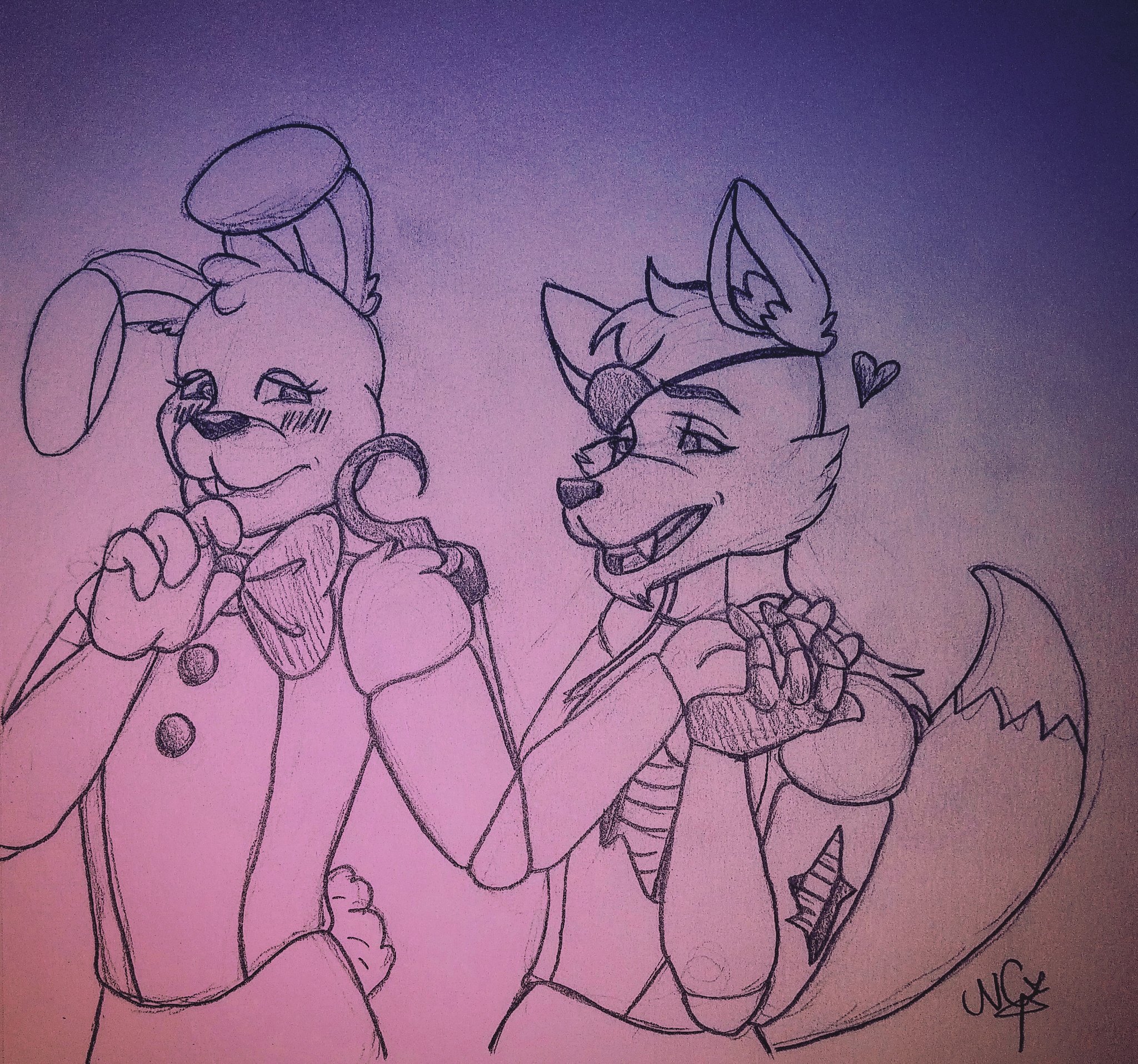 NightCove_theFox on X: FNAF ships arent usually my go-to when I sketch  fan art. I dont even really ship characters at all... Buuuut its June and  I couldnt resist drawing them! Such