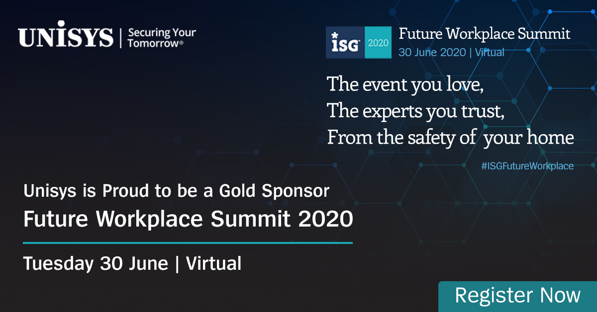 UnisysAPAC's tweet photo. We can’t wait to join the ISG Future Workplace Summit. Don’t forget to drop into our virtual booth & innovation lab as we discuss ‘Working from Home with AI.’ Register now - https://t.co/btw1aMf7yU #ISGFutureWorkplace @ISG_News https://t.co/iCCl5PWqGy