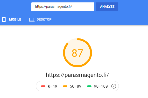 codaoneoy's tweet photo. Tässä osoitus Codaonen #Magento2 optimointiin liittyvän panostuksen tuloksista. Ei ole enää pitkä matka täyteen 100 pisteeseen mobiilissa. #magento #verkkokauppa #ecomfi #seofi https://t.co/nYb0XvFxNi