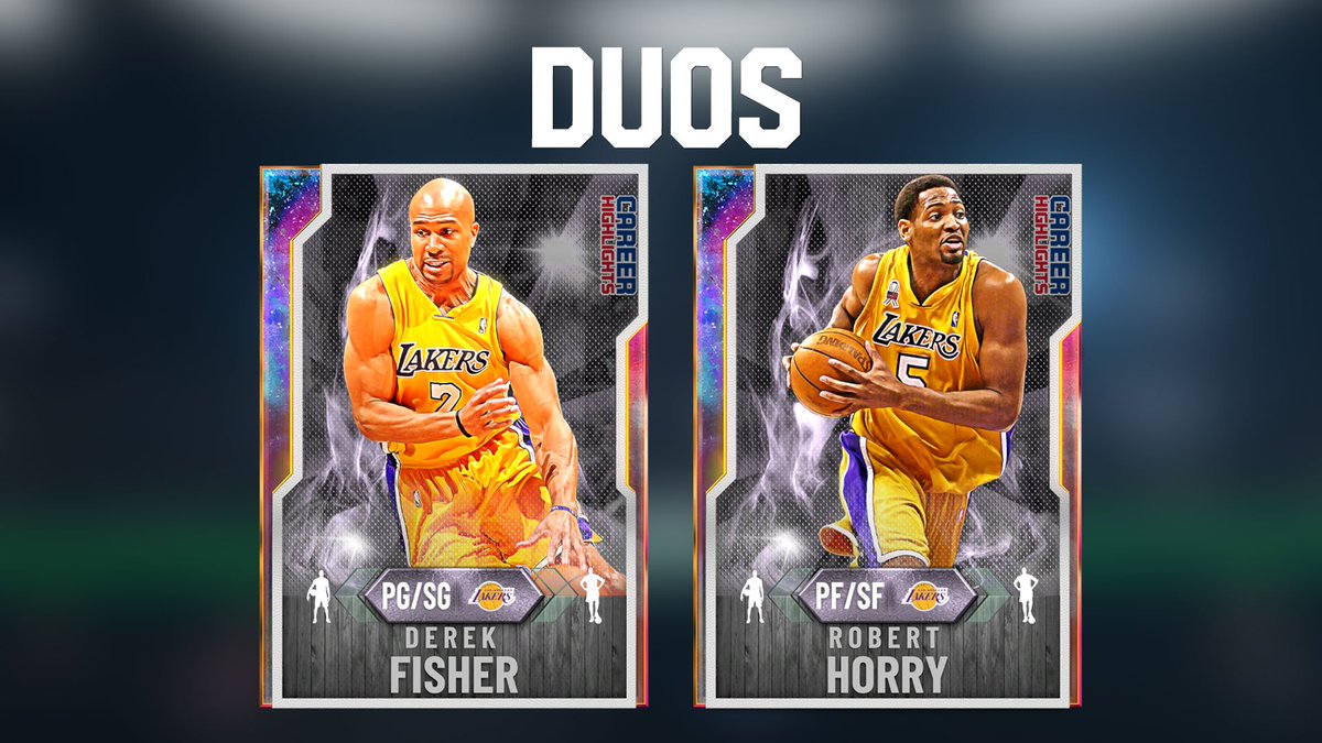 NBA2KMyTEAM's tweet photo. Get both Career Highlights 💎 Derek Fisher and 💎 Robert Horry on the court together and watch them become Galaxy Opals 🔥 https://t.co/JjZ8n8XKwe