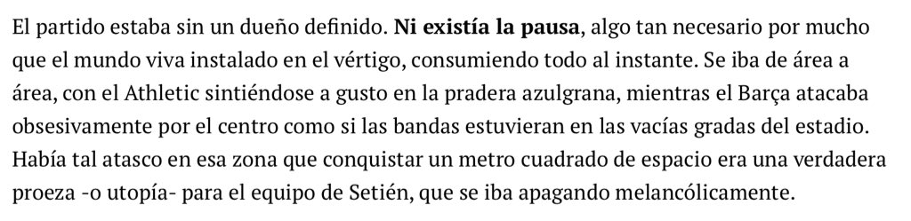 'El fútbol era tan virtual. Ni rastro de pasión ni entusiasmo. Burocrático al máximo, con tal desdén que proyectaban una imagen de que nos les interesaba nada' Marcos López en El Periódico