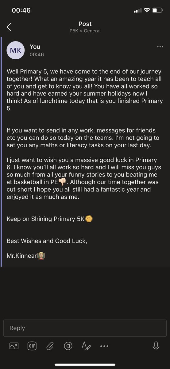 RK181197's tweet photo. And just like that my probation year comes to a close😢 Can’t thank my kids enough this year for all their hard work and for making me love the job that I do😊This parting message has been by far the hardest thing I’ve had to do this year ☹️ #StrathNQT https://t.co/XVs1zE6wch