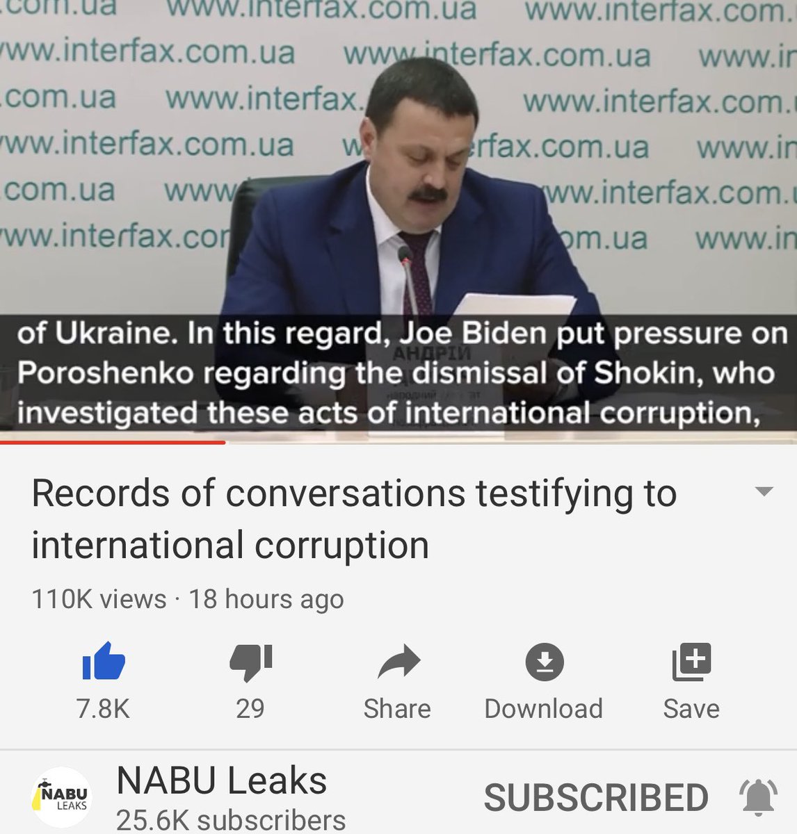 This is where he discussed how Biden pressured President Poroshenko to get rid of Shokin, the investigator, who was onto the scheme.
