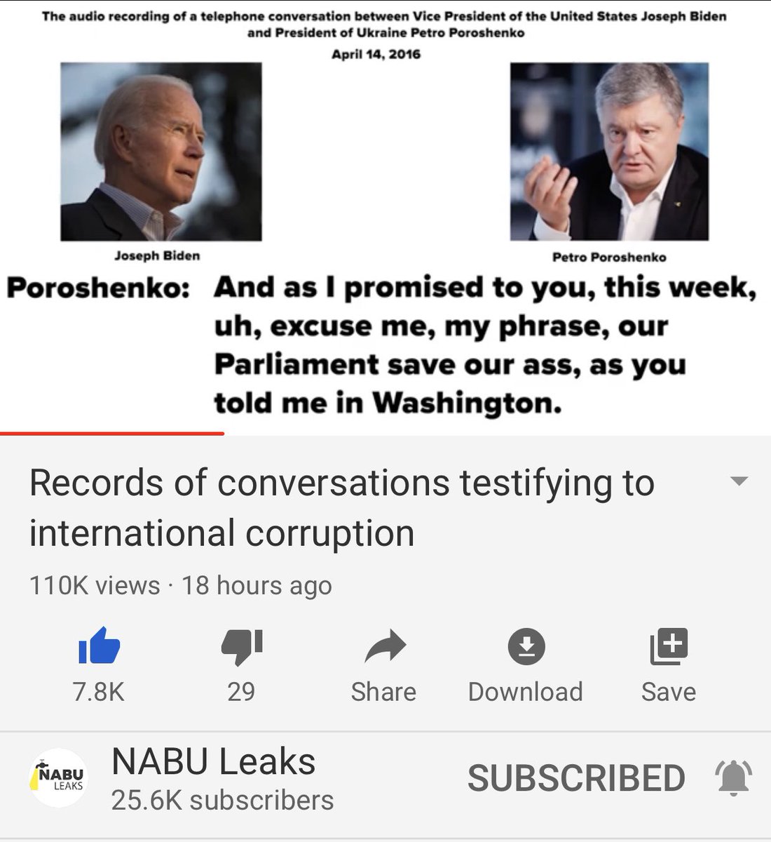 And then they played another call from April 2016 detailing how Biden was pressuring Poroshenko to control Groysman