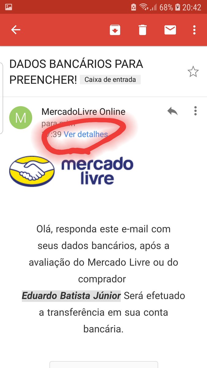 AbnerGomes01's tweet photo. INFORMAÇÃO ÚTIL 

Gente, agora a pouco tentaram dar um golpe na minha mãe através do Mercado Livre, sempre verifiquem isso ai ó, os detalhes: 
#cuidado #golpe https://t.co/fOBwXDwhlm