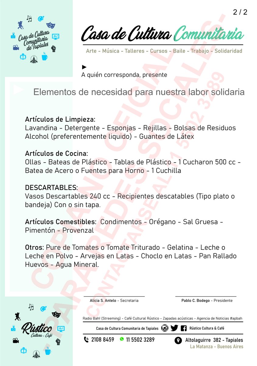 ♥ - LLAMADO A LA SOLIDARIDAD - ♥