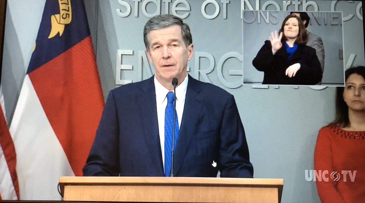 JoeBrunoWSOC9's tweet photo. Governor Roy Cooper will hold a press conference Wednesday at 3. Expect an announcement about masks and whether or not the state will reopen more on Friday https://t.co/6OoApxZtyU