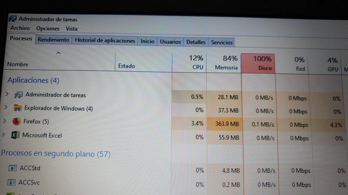 oskarhr1's tweet photo. @acer_mexico acabo de adquirir una laptop Aspire 3 A315-42, terminé de configurarla, abrí el administrador de tareas y veo que el consumo del disco es del 100% en los procesos!!!!! Como es esto posible si aún no le he instalado absolutamente nada? Esta nueva! Que explicación hay? https://t.co/QOn2VrYFmJ