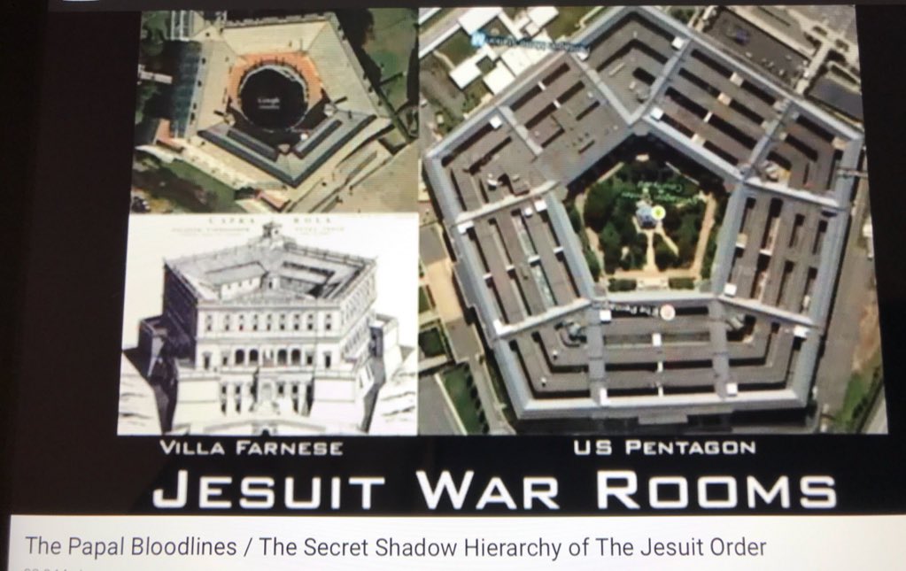 Pictorial History of Society of Jesuits & the Ancient Poweful Families Associated With Them Note the similarities between the Pentagon & the Jesuit War Room: