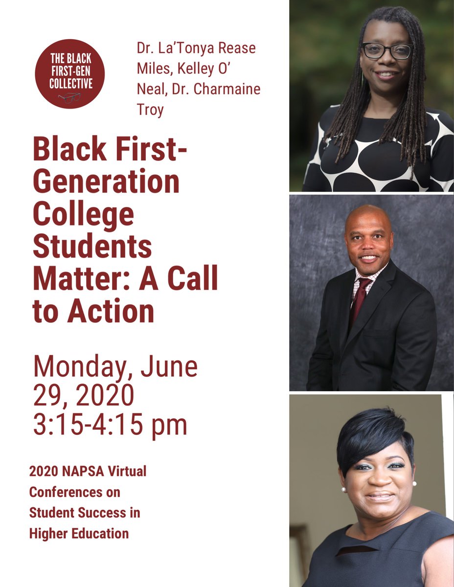 DrLTMiles's tweet image. There is very little research or programs dedicated to the #BlackFirstGen experience. Let’s discuss why and what we can do about it. 🙌🏾 @DrCharmaineTroy