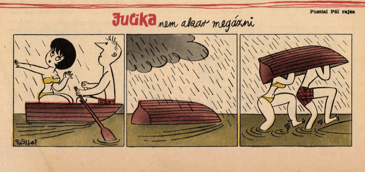 JucikaInOrder's tweet photo. 319. Jucika Doesn't Want To Get Wet.
Published on Ludas Matyi on the week of June 10th-16th, 1963.
#jucika #jucikainorder #jucikachronological
#LudasMatyi #June #June1963 #Pusztai #PusztaiPál #PálPusztai https://t.co/GtAITYvz7x