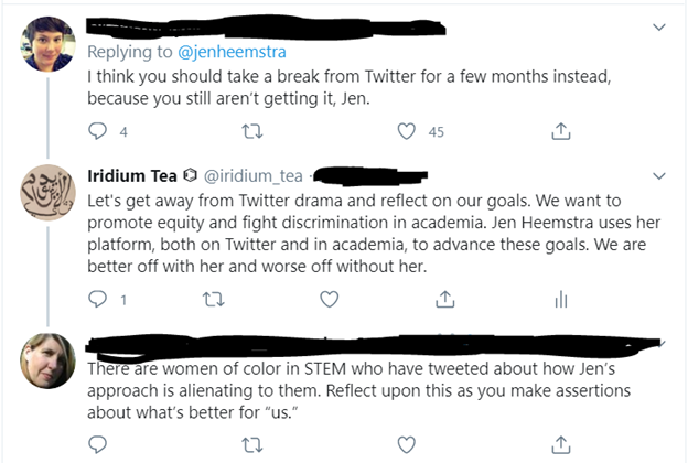 So you bet that I see the value of a popular and sympathetic academic with a wide, silo-spanning Twitter account who advocates for Black people, even if she does so imperfectly. Someone who doesn’t have a face like mine might not see that.