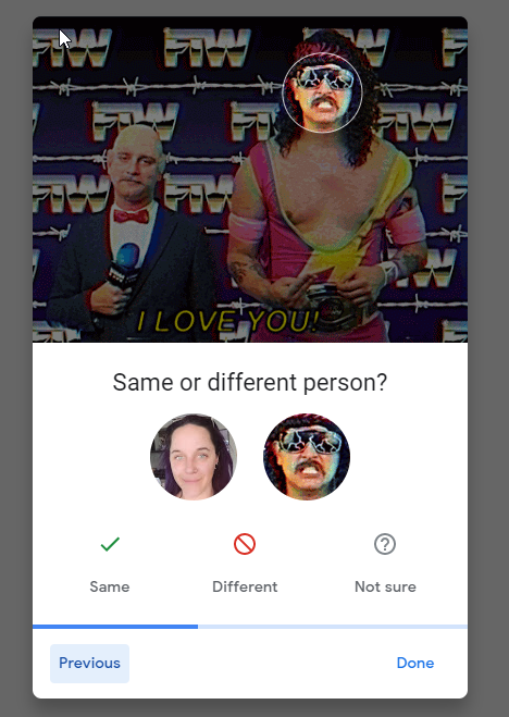 EJLlemon's tweet photo. I wish I could sport a mo like that! @googlephotos facial recognition machine learning is on point 🤣 #facialrecognitionfail #amIawrestlernow #okgoogle https://t.co/0Rq0f0TWjV