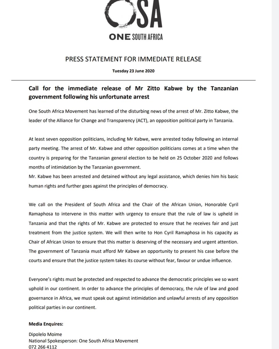 Ndolezi_Petro's tweet photo. Press Statement for immediate release. #FreeZittoKabwe #FreeZittoKabwe #FreeBwege #FreeBwege https://t.co/vttIHu2wRF