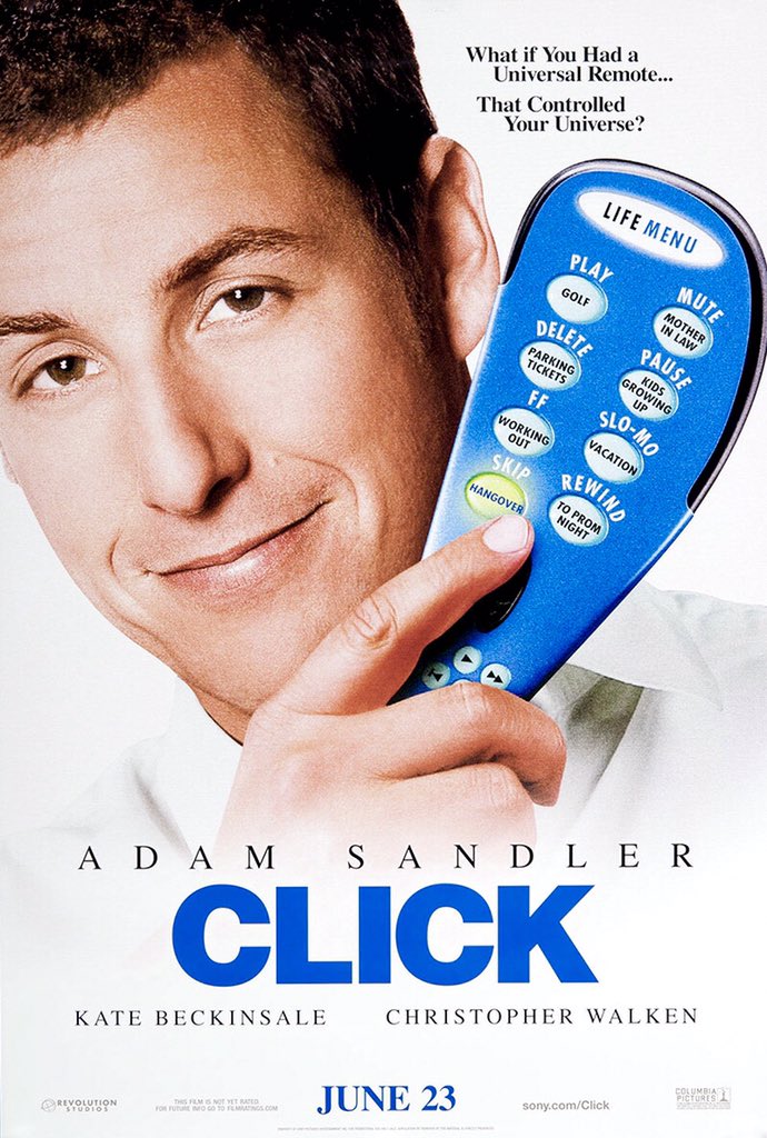 FilmNewsNos's tweet photo. 🎬MOVIE HISTORY: 14 years ago today, June 23, 2006, the movie ‘Click’ opened in theaters!
#AdamSandler #KateBeckinsale #ChristopherWalken #DavidHasselhoff #HenryWinkler #JulieKavner #JenniferCoolidge #SeanAstin #SophieMonk #JosephCastanon @JonahHill #CameronMonaghan @terrycrews https://t.co/IpVW9v7GA8
