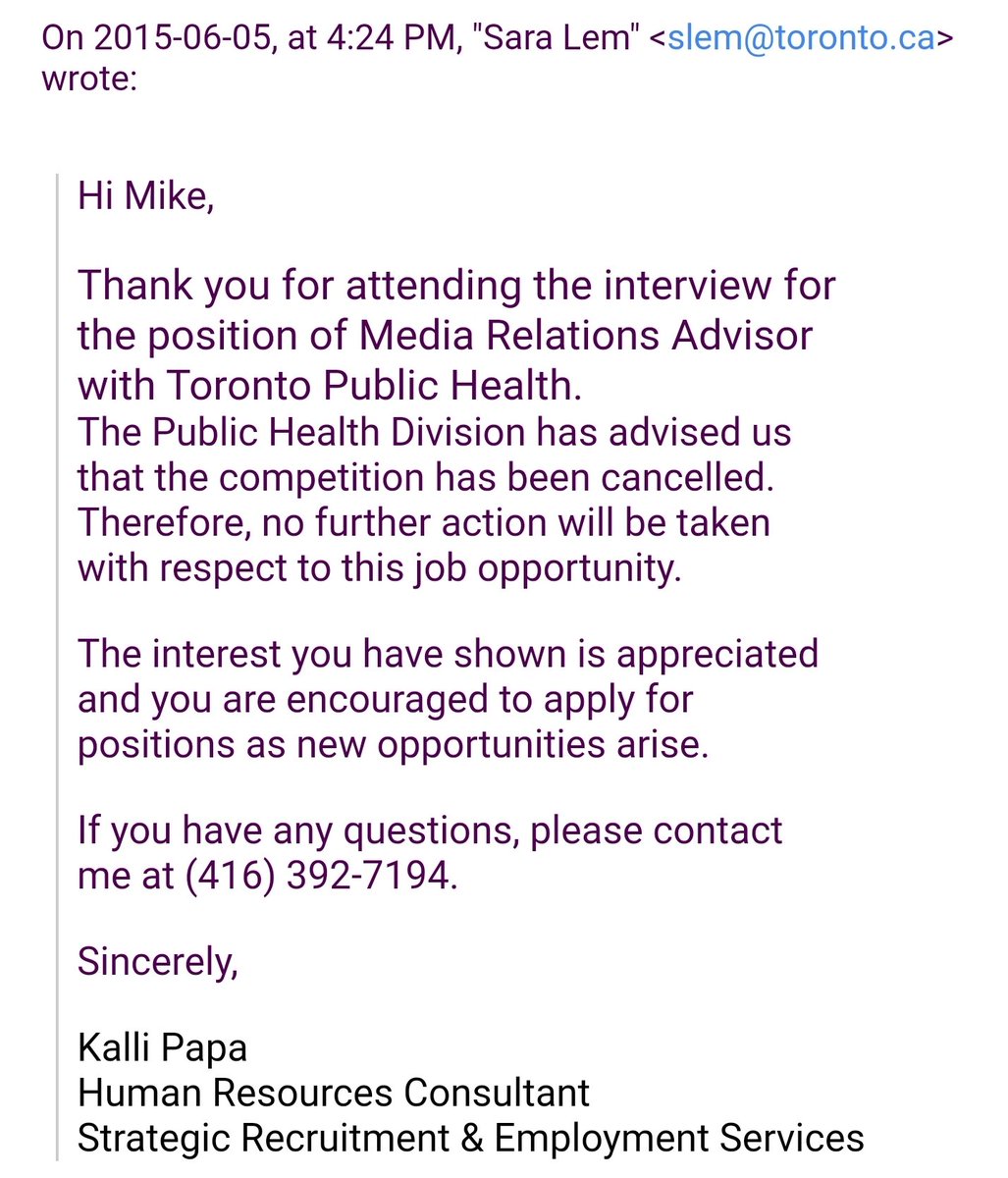 It was surreal.I was naive and assumed he wouldn't follow thru after I whistle-blowed (I told Crowcroft thru her EA - she visibily demonstrated support by coming to my office goodbye, other chiefs were called away).Well he did. I was shocked.  This job was a sure thing.