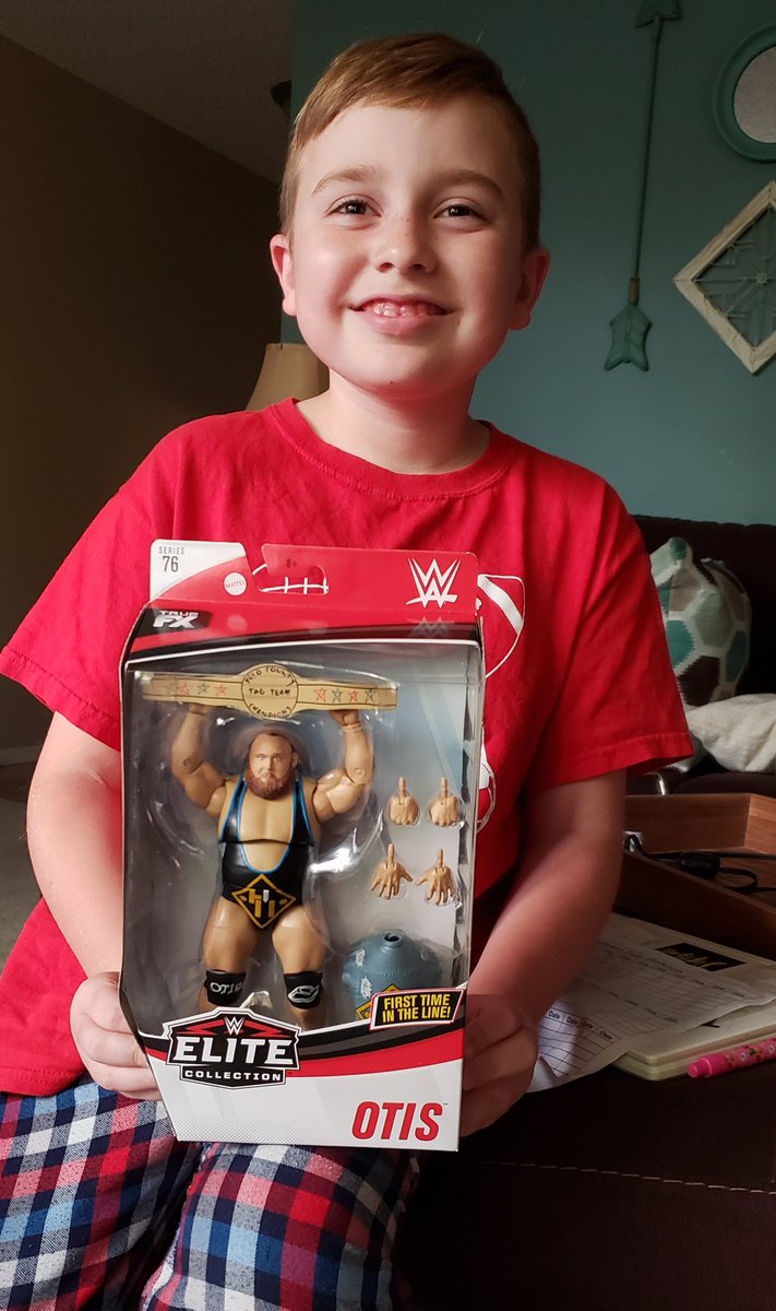 Cory_Johnson1's tweet photo. It finally came in the mail today and the little man was pumped! Straight outta Superior, WI, @otiswwe has his own WWE figure! Congrats Niko, you earned it big fella! https://t.co/RGKNbHmd0y