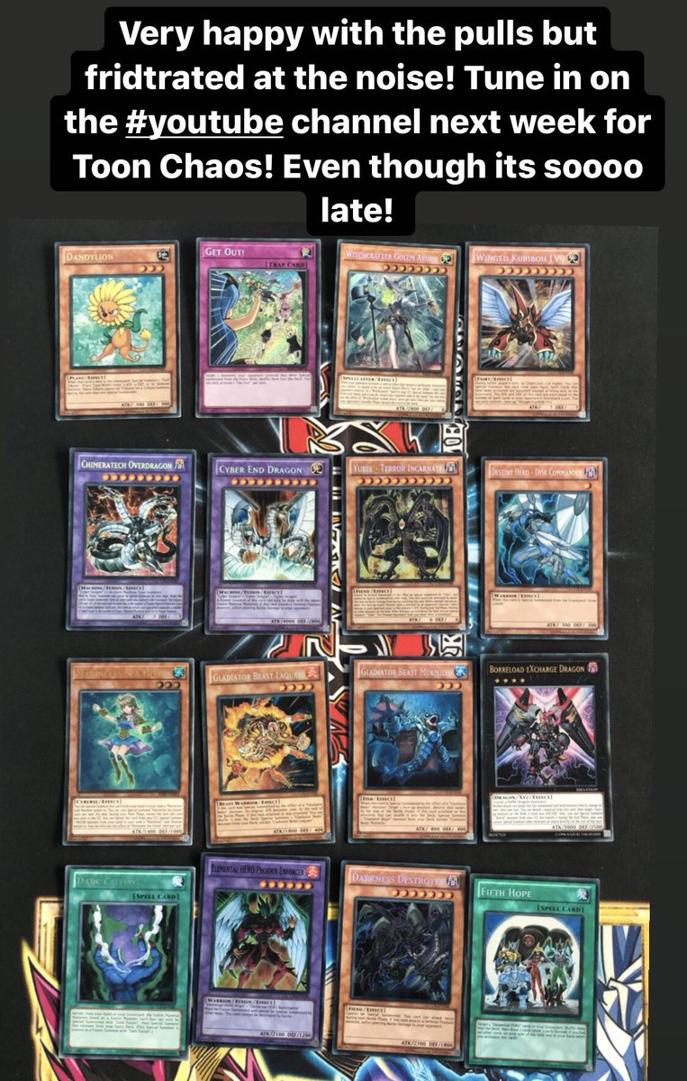 EffectsDeck's tweet photo. No video tomorrow! Toon Chaos is running late so that will be next week! #yugioh #youtube #youtuber #yugituber #yugiohtcg #yugiohcards https://t.co/zWR3wJ6YAJ