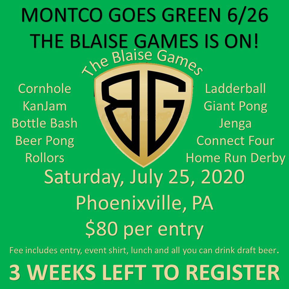 TheBlaiseGames's tweet photo. We’re going green! & the Blaise Games is ON! #blaisegames #forinfinityandbeyond #forblaise #greenphasefun #outdoorgames #cornhole #kanjam #bottlebash #beerpong #rollors #ladderball #giantpong #giantjenga #giantconnectfour #wiffleball https://t.co/6j6X3eiwyt