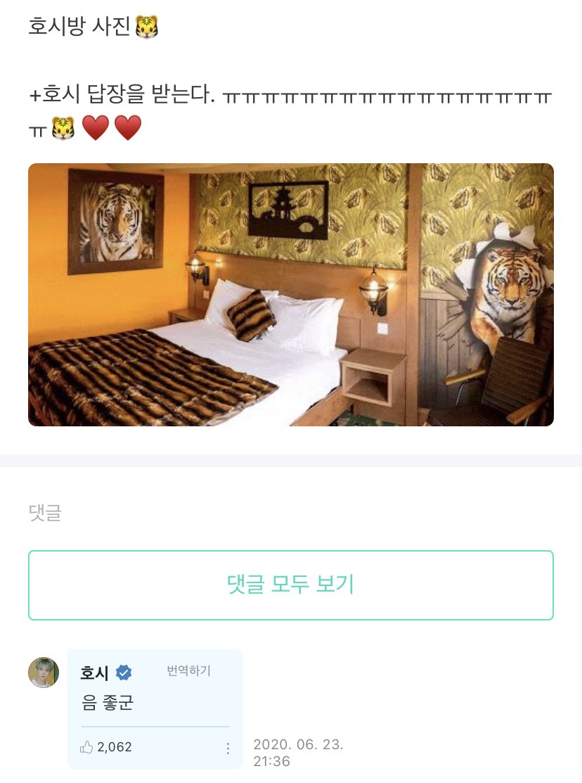 HOSHI's reply to fan OP: A picture of Hoshi's room🐯 #HOSHI: Hmm
