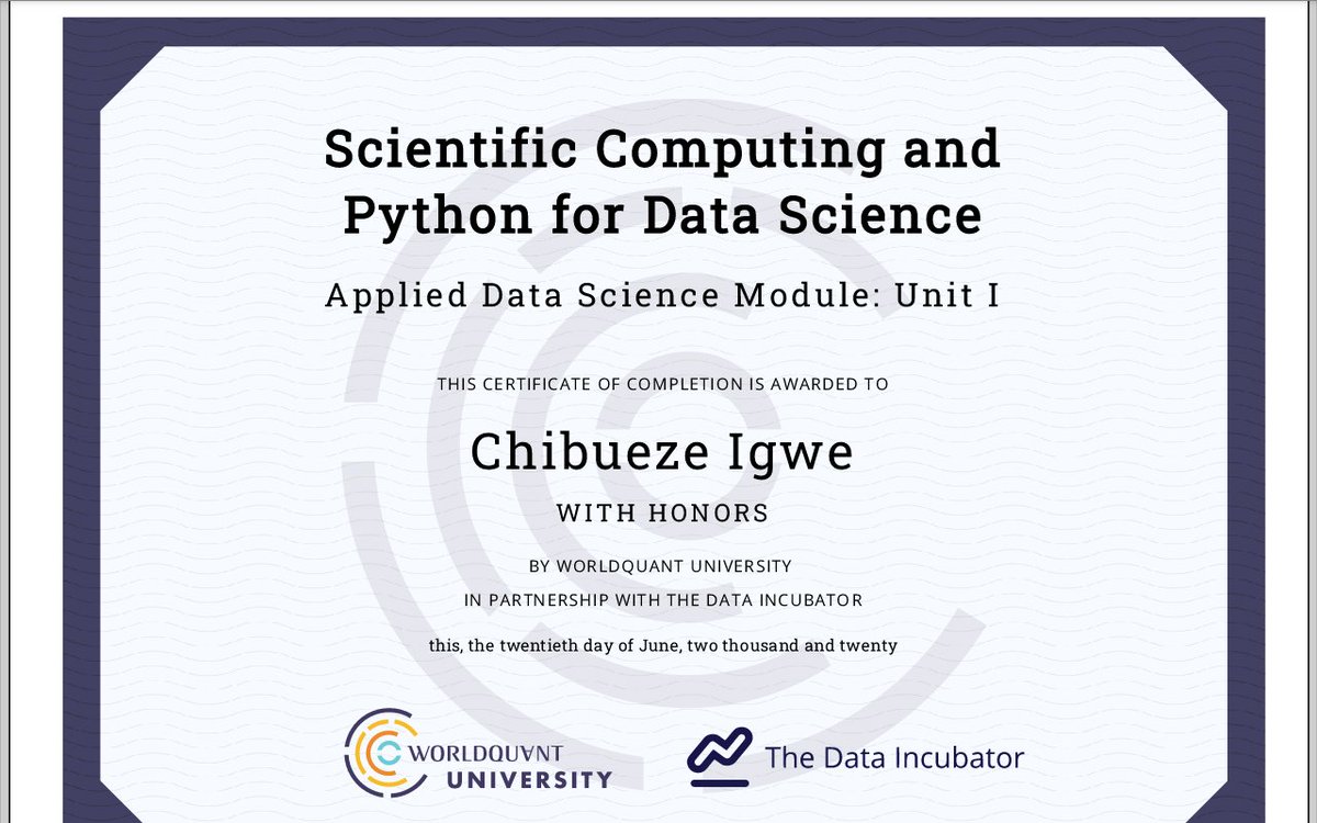 ScientistIgwe_'s tweet photo. Thank you @worldquantu for the privilege to learn.
#DataScience #100daysofcoding #PythonProgramming @dataincubator https://t.co/41b77KoyoY