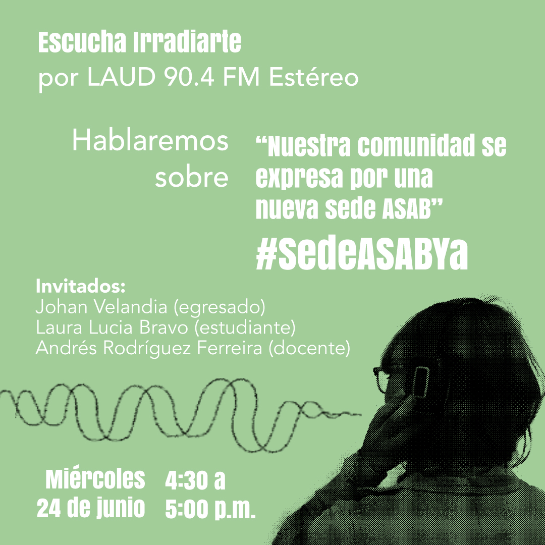 arteasab's tweet photo. Hoy en #Irradiarte programa de radio de @LaudEstereo hablamos de #SedeASABYa tendencia en redes sociales debido al clamor de los artistas que buscan una nueva sede para la ASAB. Escúchanos, miércoles 4:30 a 5 PM Invitados: @JOHANVE_LAND @ferreir_andres  y LauraBravo https://t.co/dX9SWvBA7r