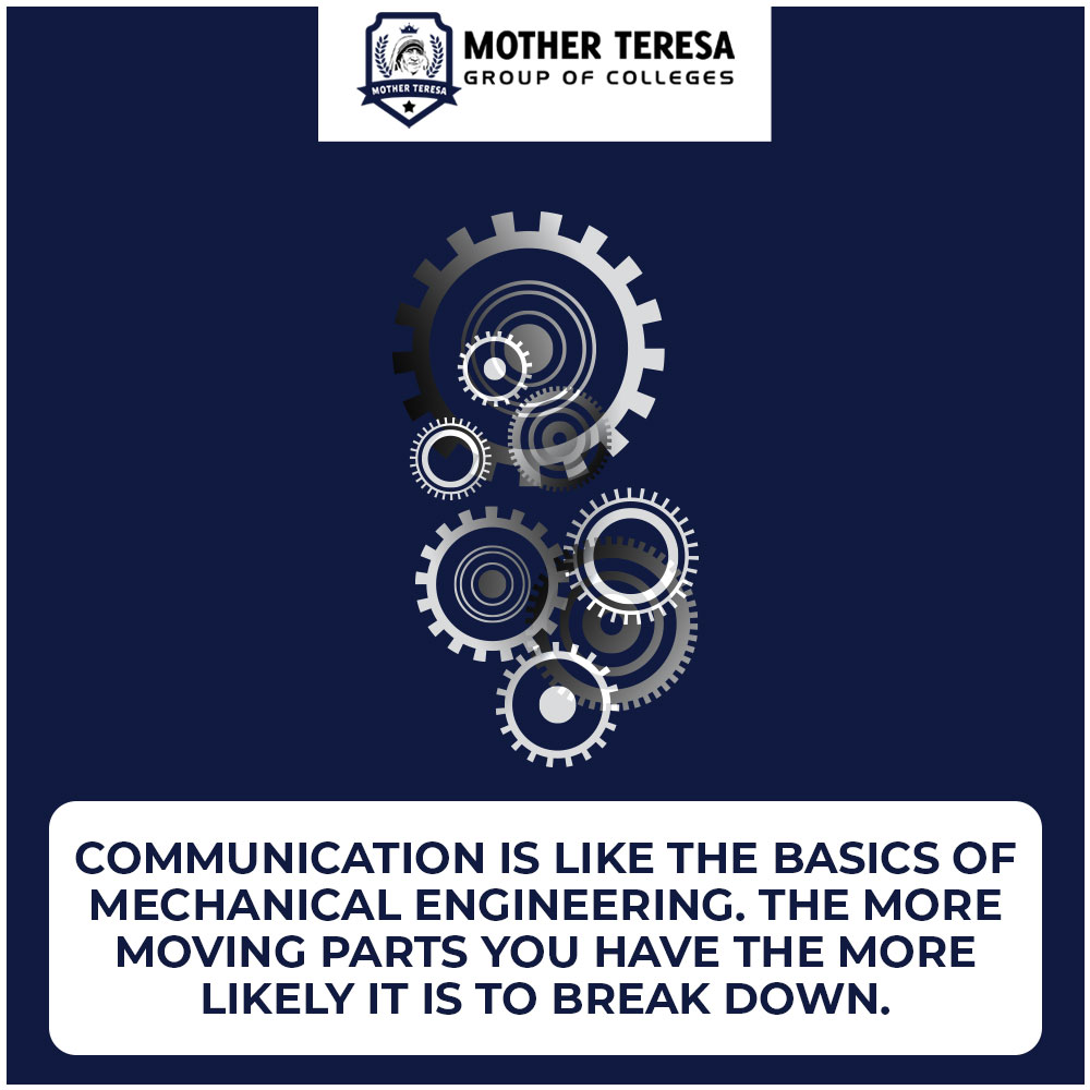 GroupofColleges's tweet image. Life is similar to mechanical engineering. Keep your machine that is body fit for a healthy living.
Visit Here -motherteresagroupofcolleges.com

#EngineeringQuote #MechanicalEngineering #Communication #MotherTeresa #BestBpharmacyCollegesInHyderabad #MbaCollegesInGhatkesar