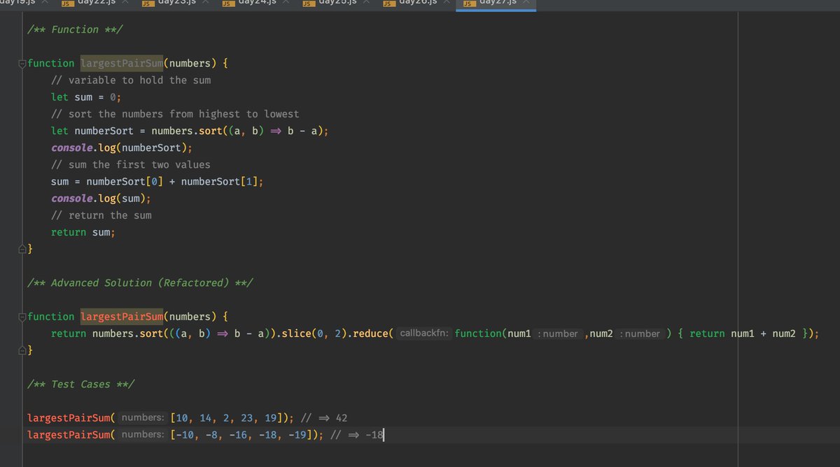 spianoDev's tweet photo. Day27 and into 7kyu for our cohort #100DaysOfCode. I liked the challenge of refactoring 8kyu solutions into single line returns, so I will continue to apply them as long as I'm able. #greenGitHub #WomenWhoCode https://t.co/lf0JE0Y3hr