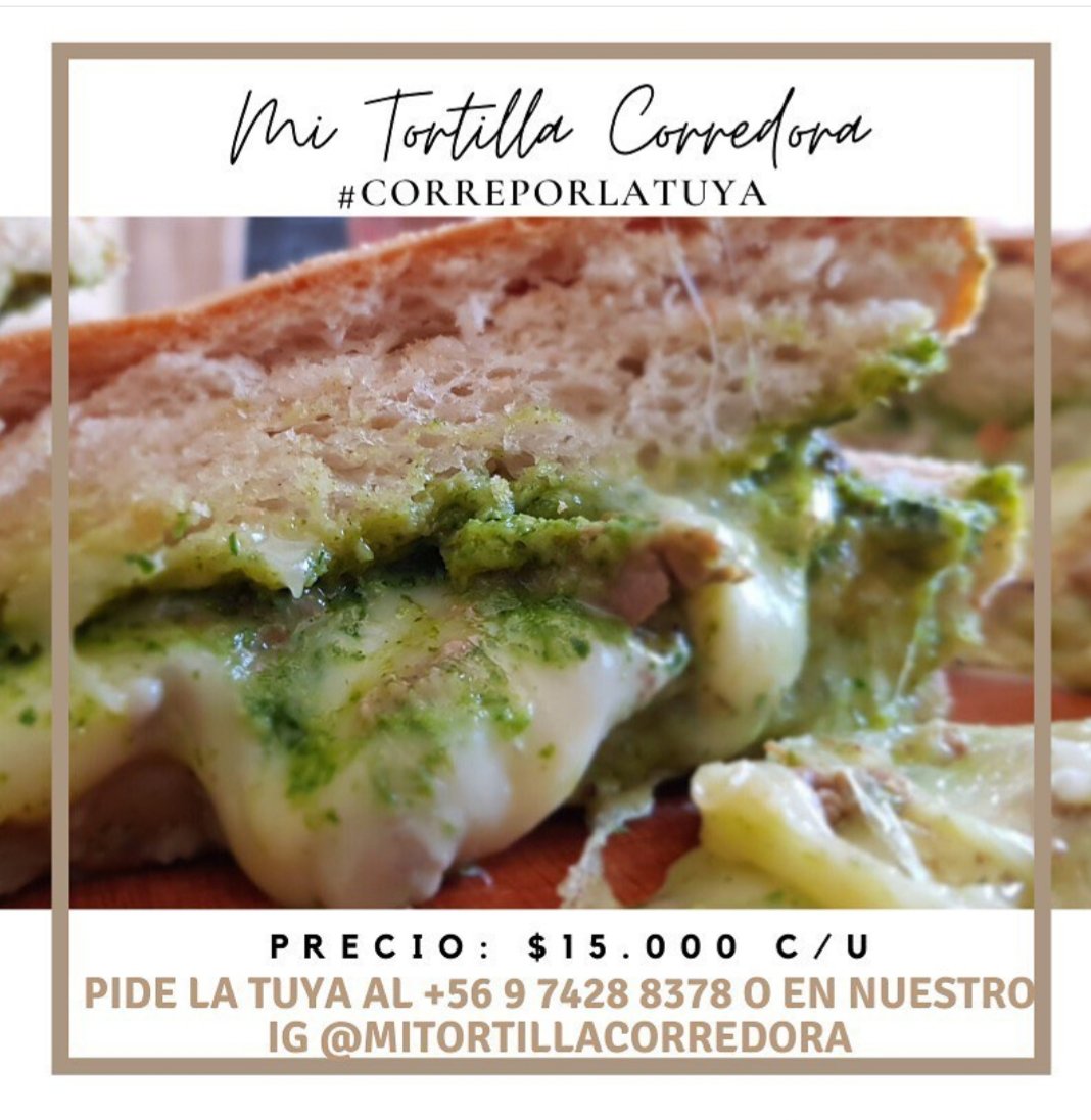Maca_ramirez_'s tweet photo. @marcelobarti Nuestro emprendimiento se llama Mi Tortilla Corredora y es un pan amasado en formato familiar (25cms/ 4 porciones XL) hecho por nosotros y relleno de filete de vacuno, mucho queso y nuestra salsa de cilantro. Es Exquisito! Síganos en Instagram https://t.co/U9sE8L2Am1 https://t.co/DB9dCHqegX