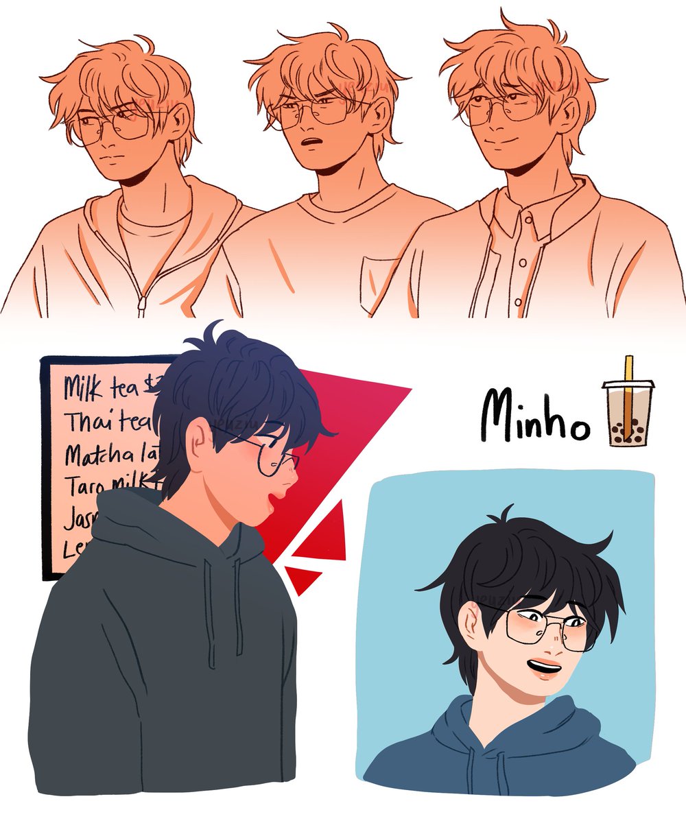 It is them, my boba shop oc's// Minho hates boba but only goes to see the cute barista ?? 