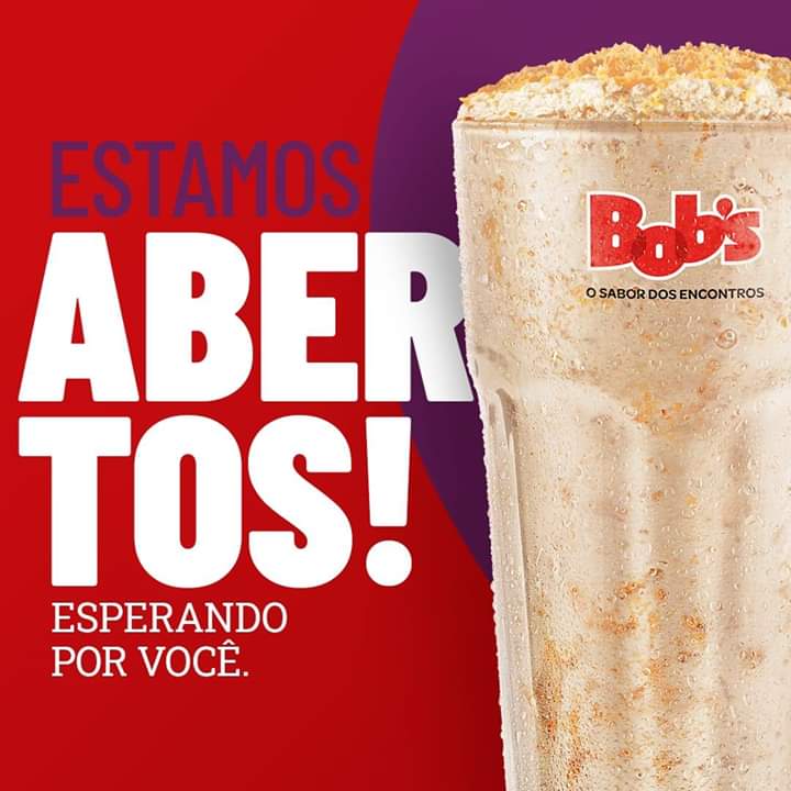 bobsshakeiraja's tweet photo. Uma notícia para abrir seu apetite: estamos de portas abertas. Vem saborear seu Bob's. E pode ficar
tranquilo: estamos mais rigorosos do que nunca em relação a higiene, a saúde dos nossos
colaboradores e ao seu bem-estar.

#VamosEmFrente #TudoPorVocê #JuntosPeloSabor https://t.co/P23F8jXGew
