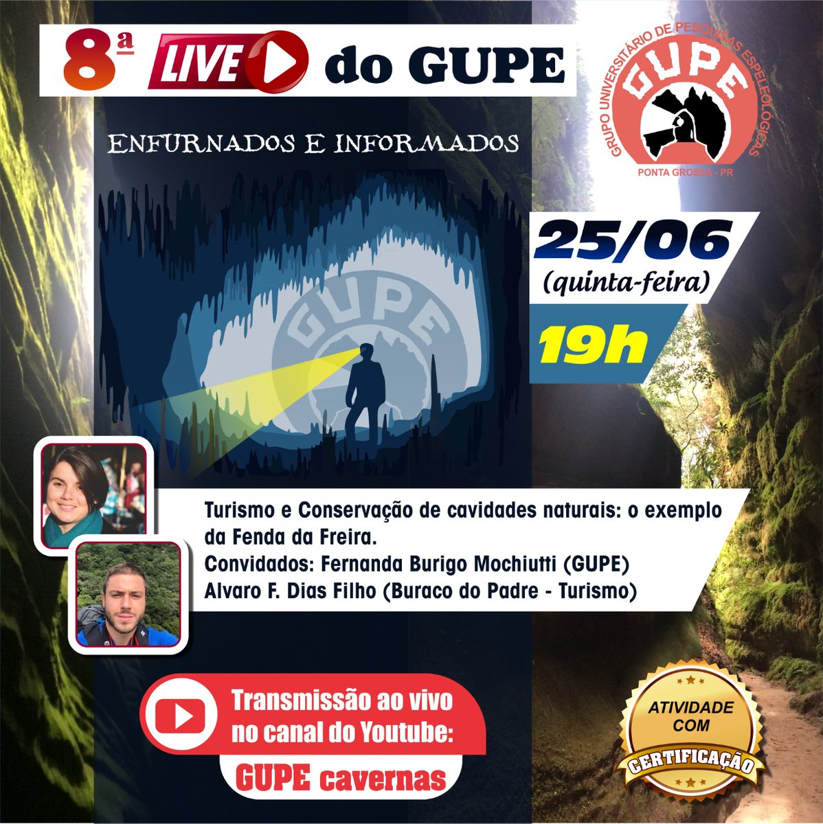 espeleogupe's tweet photo. Já marcou na sua agenda o próximo Enfurnados e Informados? https://t.co/uPg9T7T64U
#cavernas #espeleologia #FiqueEmCasa #BuracodoPadre https://t.co/6Rz3d1b3RM