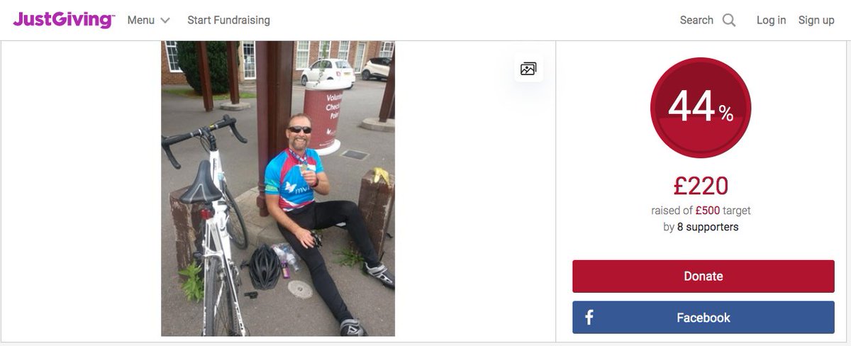 Mick_ActiveU's tweet photo. @MytonHospices @JustGiving Hey @MytonHospices. A quick update on my progress. Now roughly 40% of the way there with my 500-4-500 Myton Cycling Challenge – both for distance accumulated and funds raised. Very happy with that! https://t.co/DWBNpB1Zw5