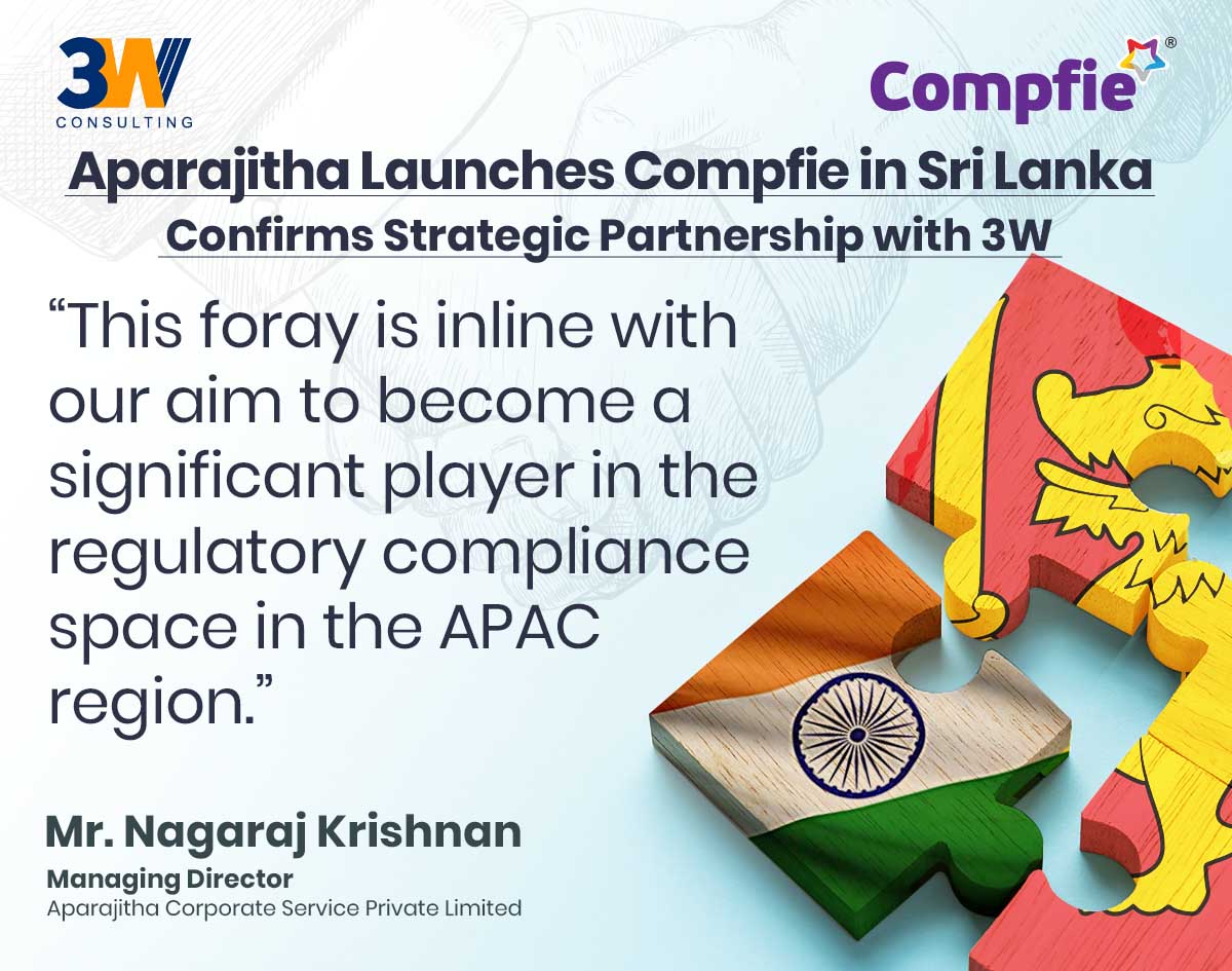 AparajithaCorp's tweet photo. Aparajitha Corporate Services Private Limited Expands to #SriLanka Through a Strategic Alliance With 3W Consulting
Read More:- https://t.co/4Aa1NIu2Pc
#strategicalliances #aparajitha #compliancemanagement #compliance #alliance #business #businesspartnerships #indiainc #Compfie https://t.co/uzRF3dxTCq