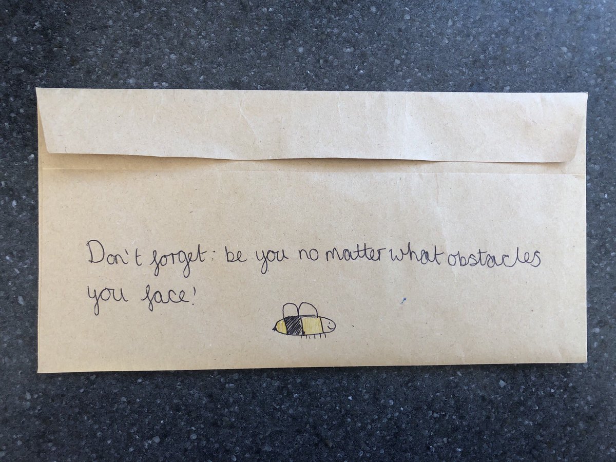 WiltspoliceLM's tweet photo. My 11yr daughter brought home a letter she wrote to her future self from over a year ago. A great message from her to her on the envelope. She is absolutely spot on, be authentic. #ProudDad #sheteachesme https://t.co/cho4rpnpfC