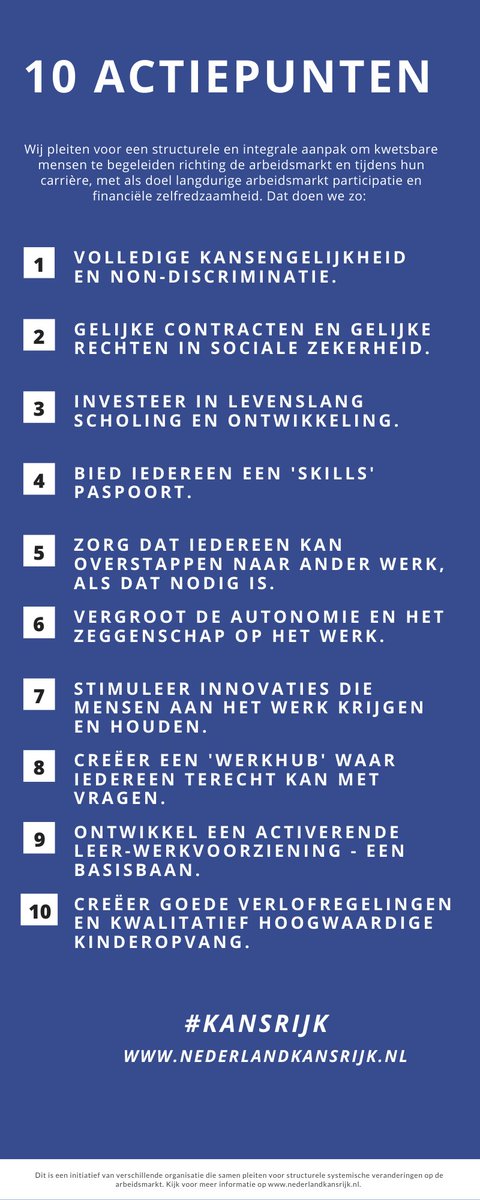 Vandaag bieden wij ons 10-puntenplan voor een kansrijke arbeidsmarkt aan de <a href="/2eKamertweets/">Tweede Kamer</a> aan. 

Wij willen dat de arbeidsmarkt structureel verandert, zodat echt iedereen een kans krijgt: nederlandkansrijk.nl #KansRijk