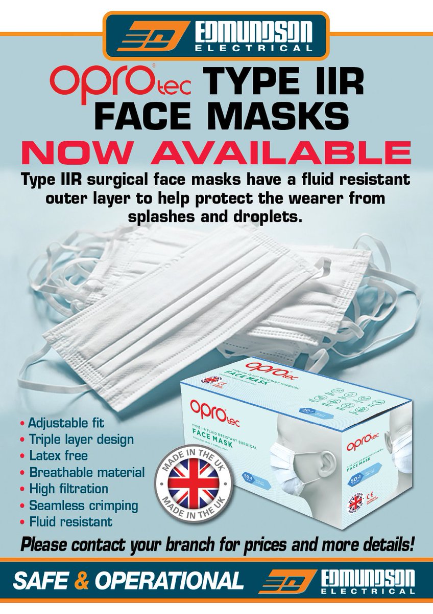EdsBournemouth's tweet photo. UK-made Surgical Face Masks | Type 2 &amp; 2R | available now https://t.co/izwe8AWiuC
