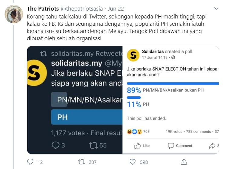 PH, ISU MELAYU & BANGSAR BUBBLEDapat tahu ada sebuah organisasi konservatif sayap kanan guna poll anjuran kami untuk bebenang mereka tentang Bangsar Bubble.Hiks. Isu Melayu. Hiks.(Ini bukan sedu mabuk arak ya)