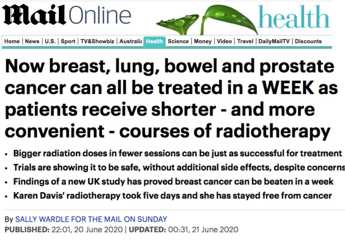 LeedsRTresearch's tweet photo. Great to see this coverage of the movement towards Hypofractionated and precision treatments for breast, lung, bowel and prostate cancers in @DMAILhealth
https://t.co/dF2FTWKIA9
#PatientQoL #NCRI_CTRad @myESMO @CRUKresearch https://t.co/F4hwTfLO8T
